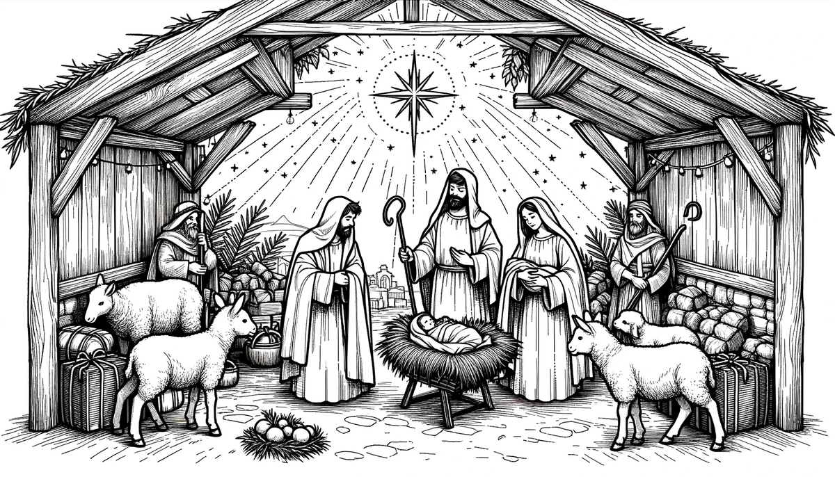 Nativity (2023) - Bible Coloring Page