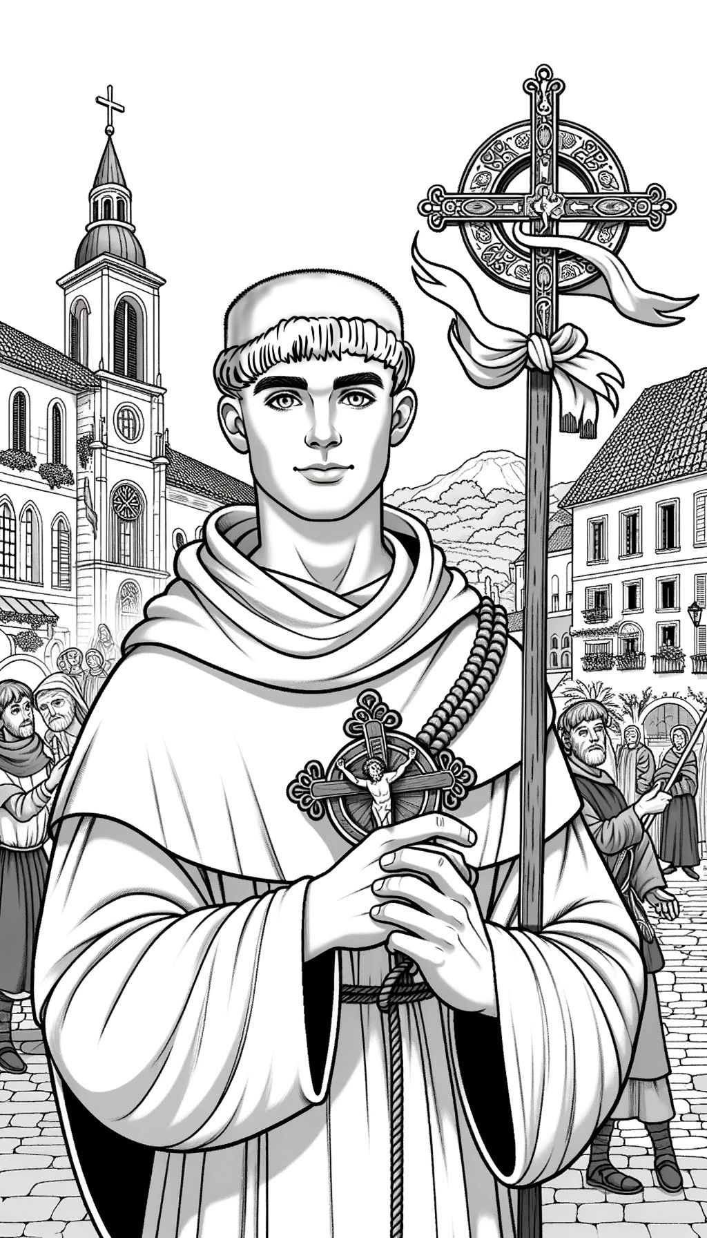 Saint John Capistrano (2023) - Catholic Coloring Page