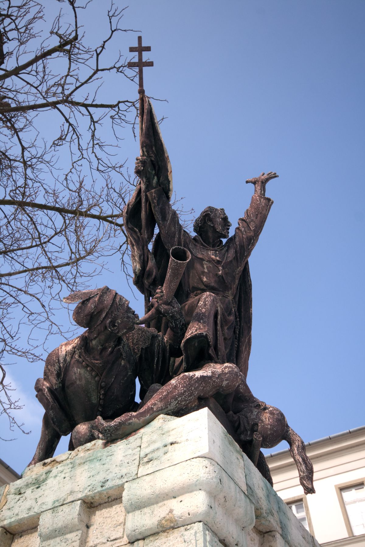 Statue of János Kapisztran "Saint John Capistrano" in Kapisztran Tér, Budapest, Hungary (2009) by Scolaire - Catholic Stock Photo
