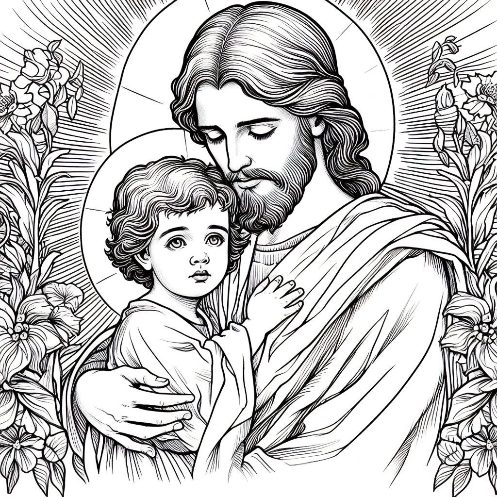 Saint Joseph and Child Christ (2023) - Catholic Coloring Page