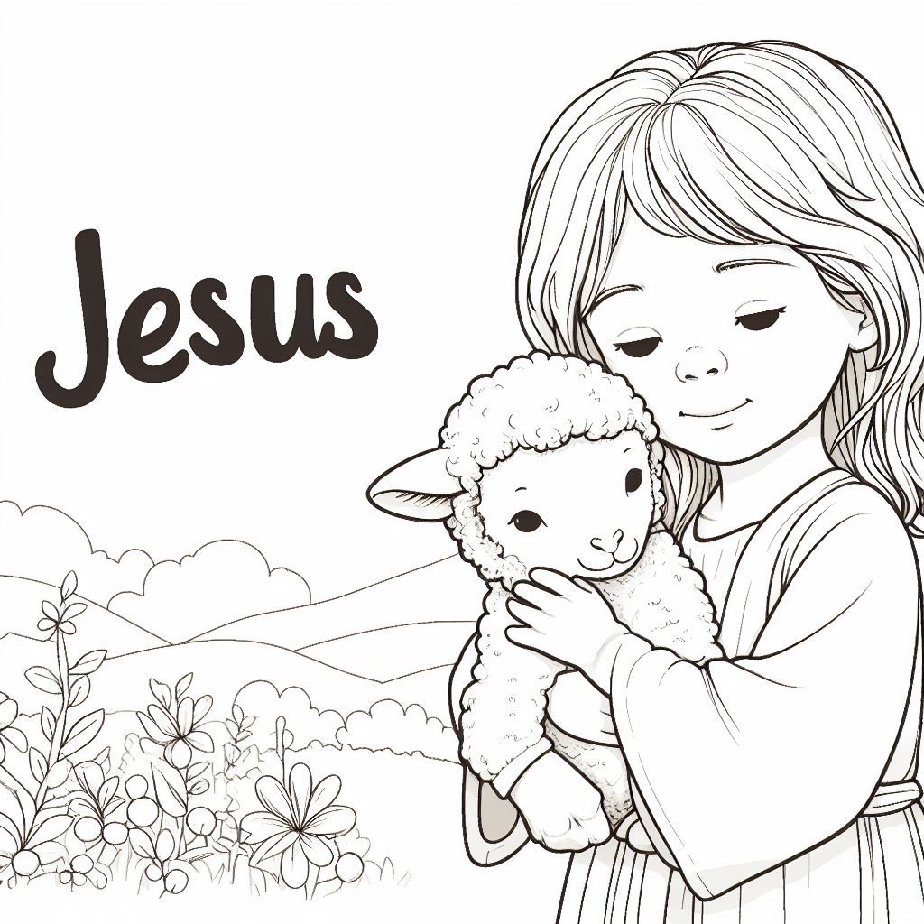 Child Christ with Lamb (2023) - Catholic Coloring Page (Copy)