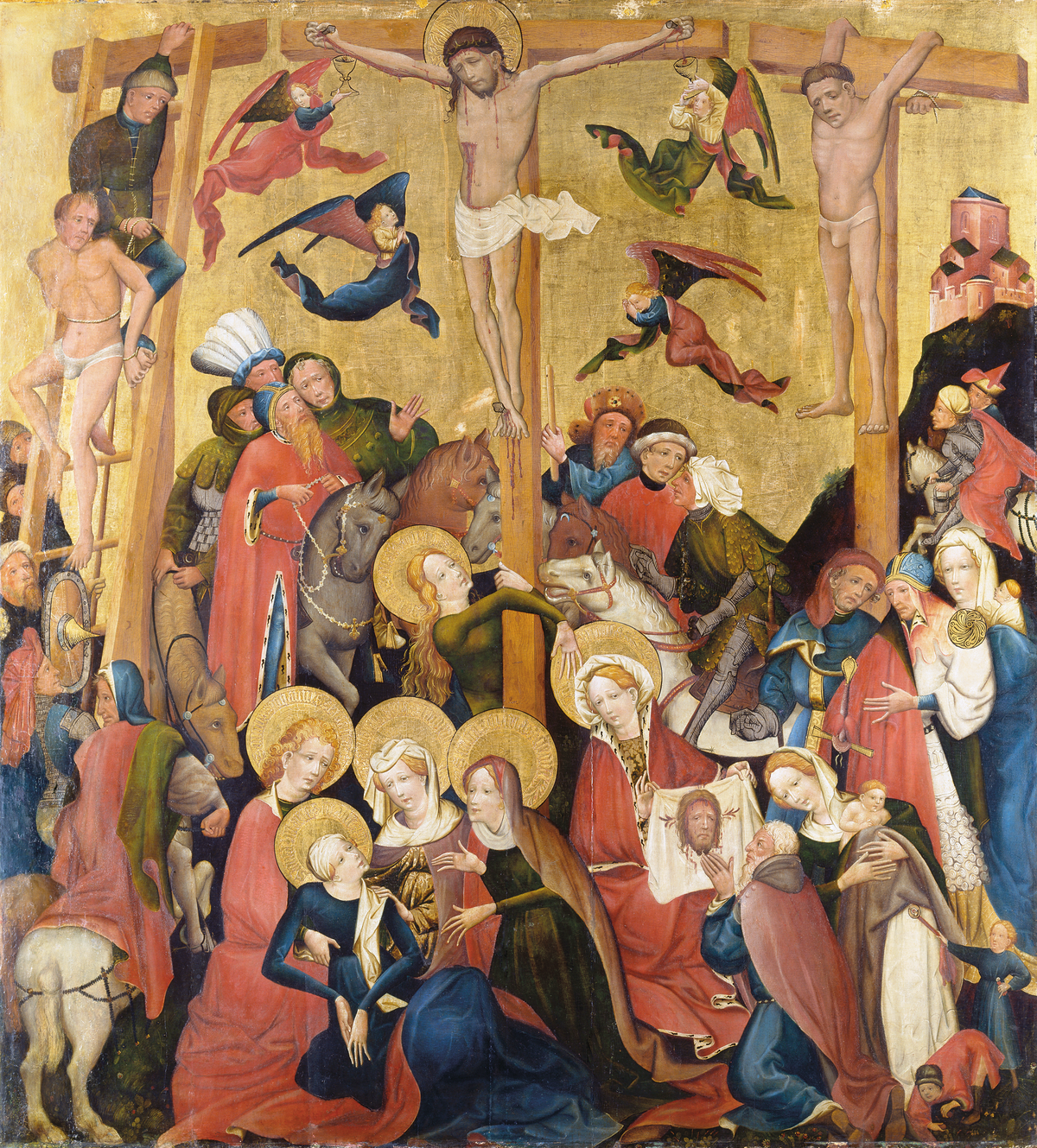 The Crucifixion (1420) by Master of the Middle Rhine - Public Domain Catholic Painting