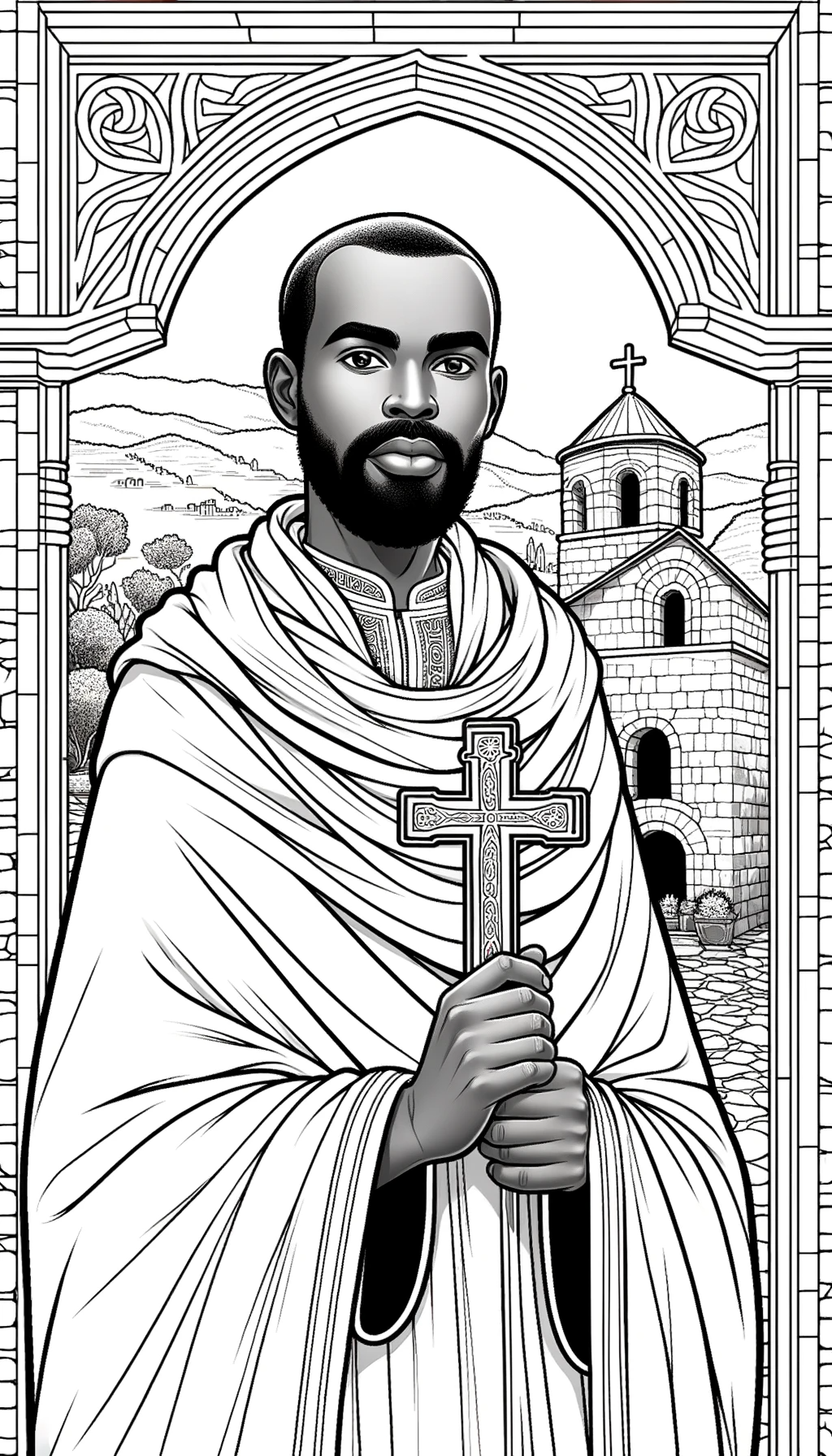 Saint Moses the Black (2023) - Catholic Coloring Page