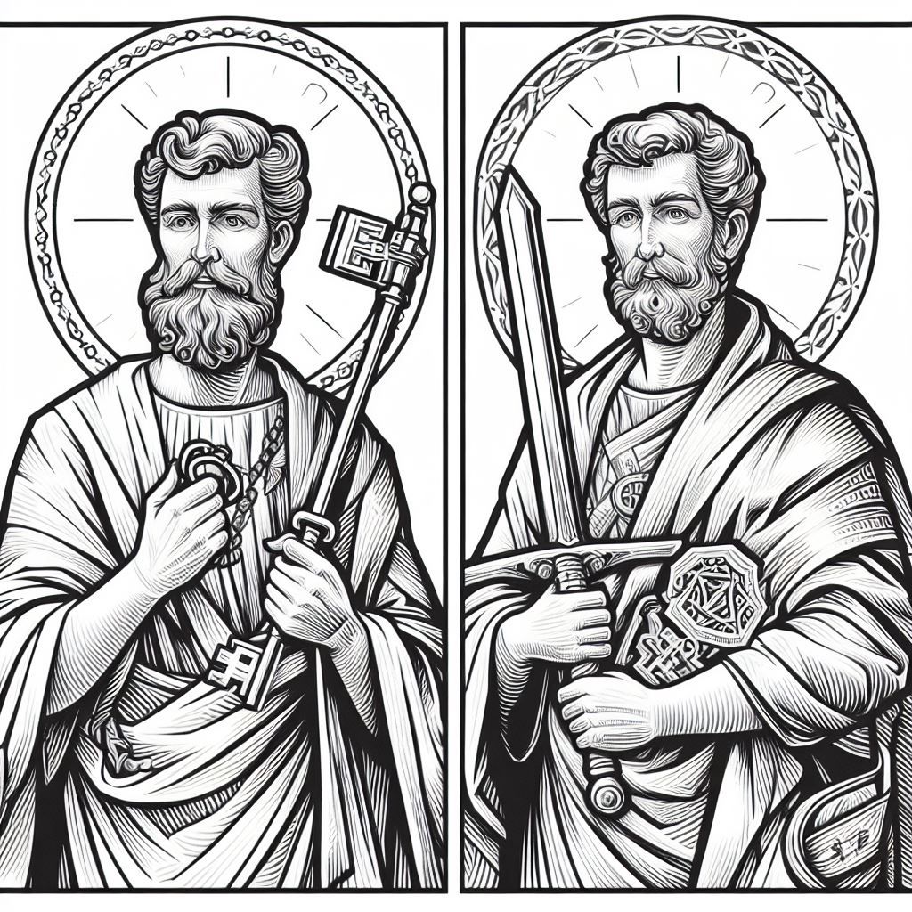 Saints Peter & Paul (2023) - Catholic Coloring Page