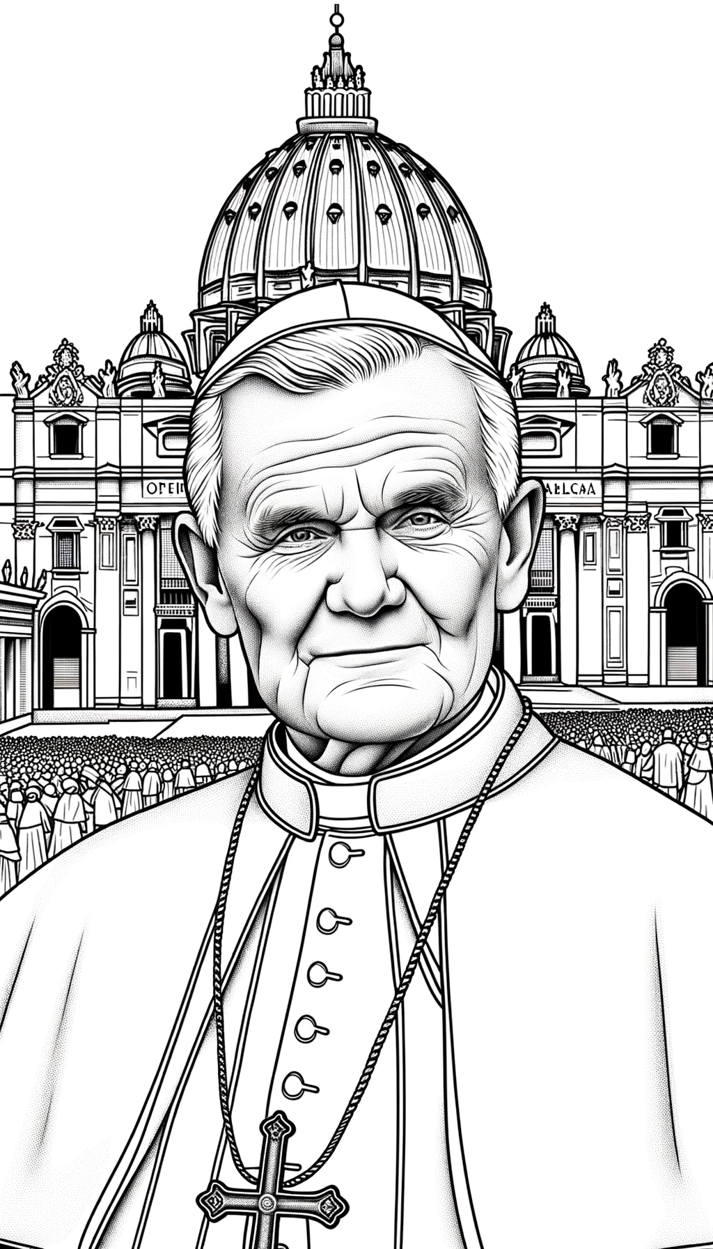 Pope Saint John Paul II (2023) - Catholic Coloring Page