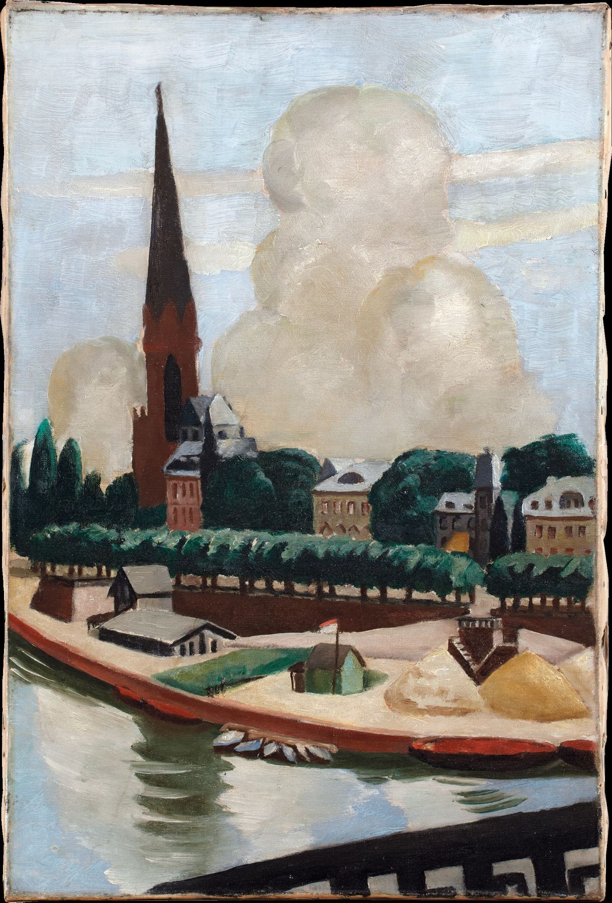 Bank of the Main and Church (1925) by Max Beckmann - Public Domain Catholic Painting