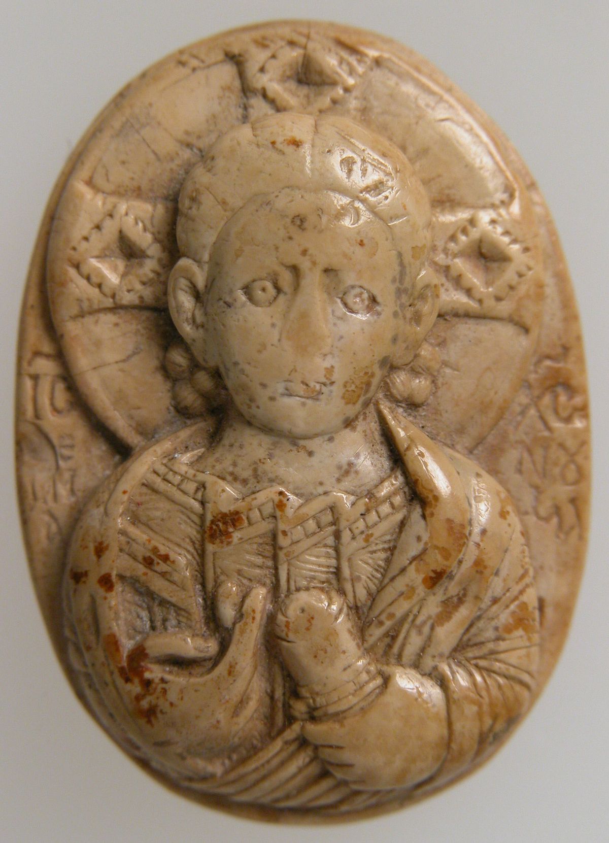 Cameo with Christ Emmanuel (1200–1400, Byzantine) - Byzantine Stock Photo