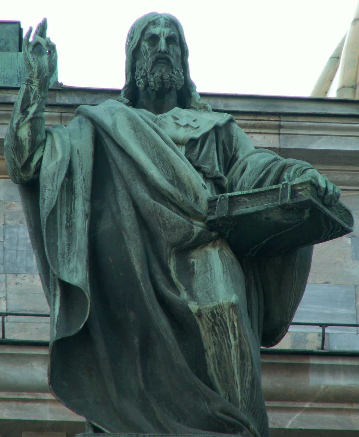 Statue of Apostle Jacob on Saint Isaac's cathedral (2006) Saint Petersburg, Russia - Catholic Stock Photo