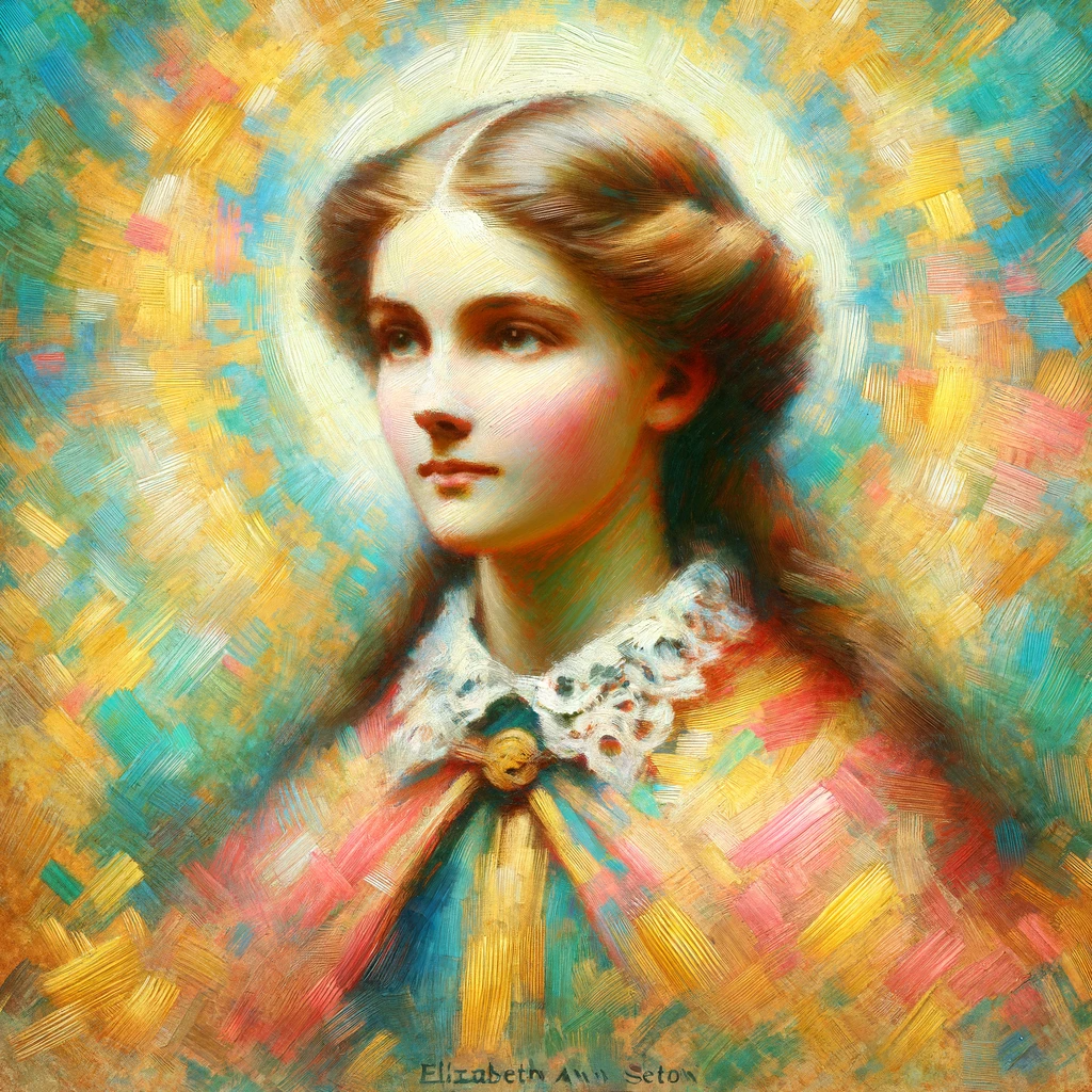 Saint Elizabeth Ann Seton, Post-Impressionist Style (2023) - Public Domain Catholic Painting