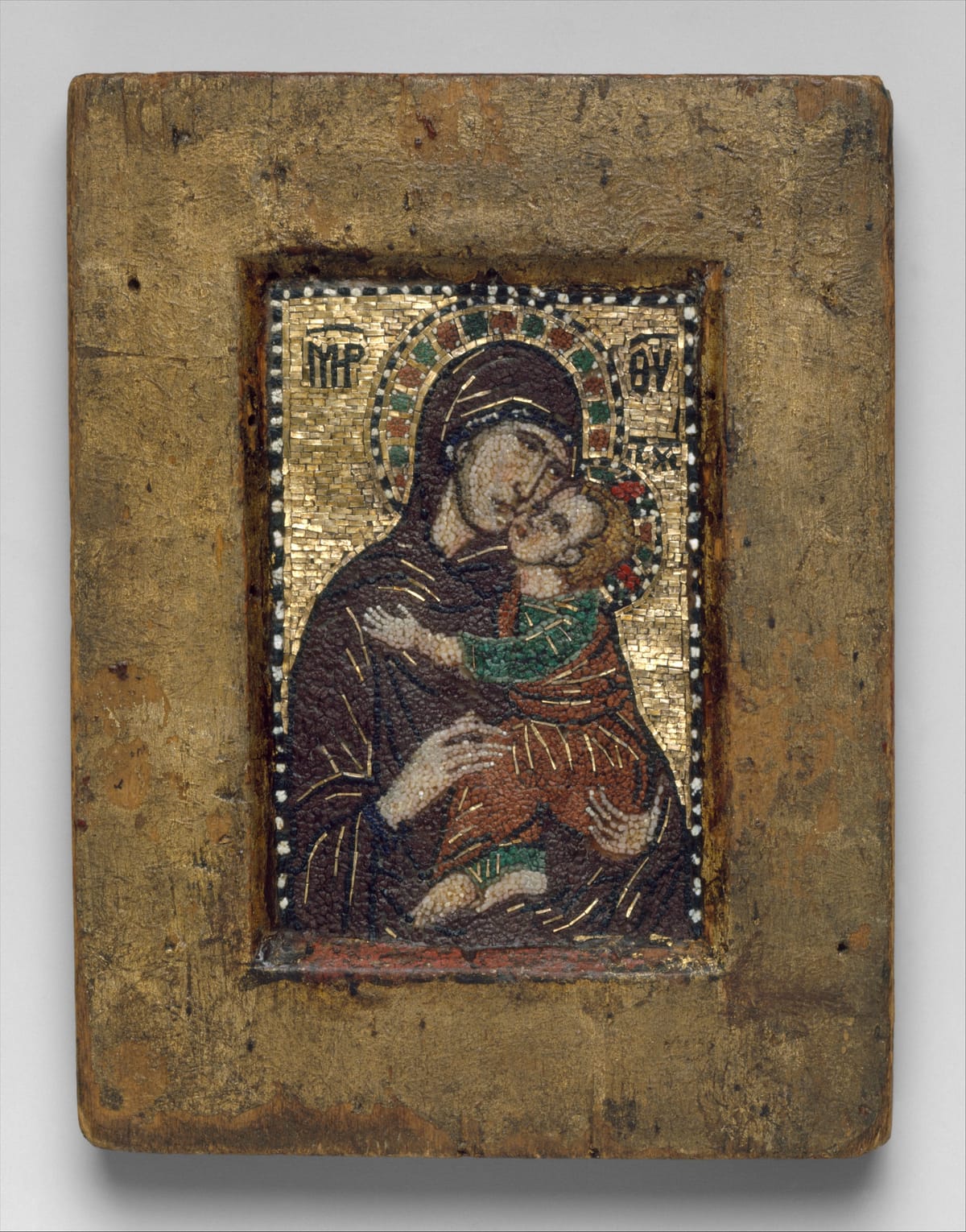 Portable Icon with the Virgin Eleousa (early 1300s) - Public Domain Byzantine Painting