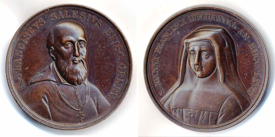 Francis de Sales and Jeanne de Chantal Medallions (photo 2009 by Defranoux) - Catholic Stock Photo