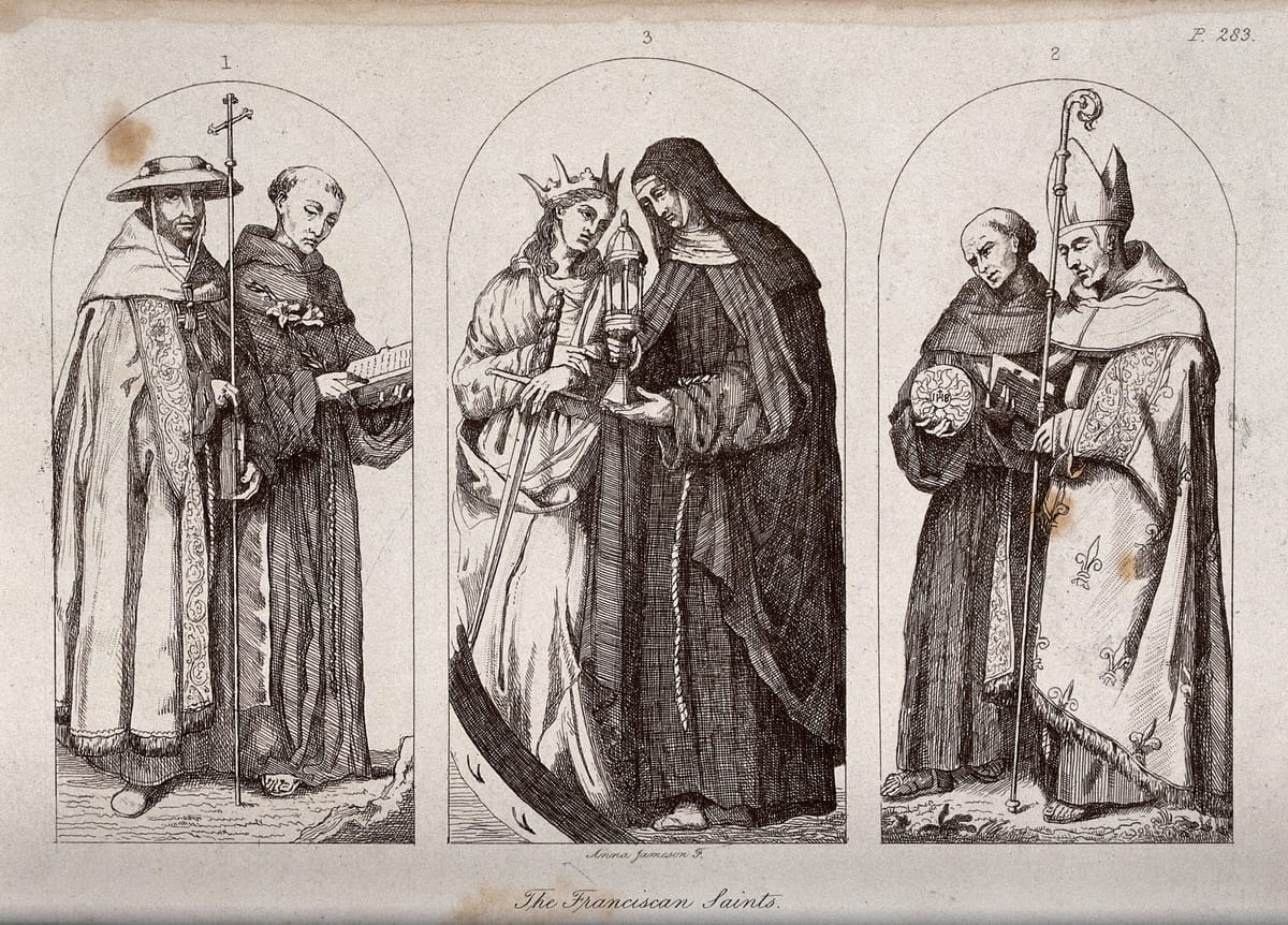 Six Saints of the Franciscan Order (1800-1899) by Anna Jameson - Public Domain Catholic Drawing