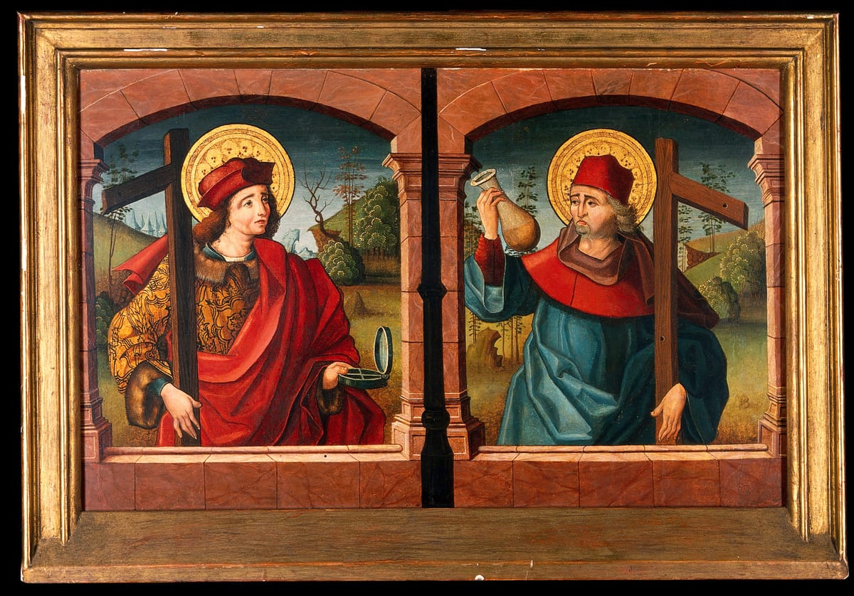 Saint Cosmas and Saint Damian (date and author unknown) - Public Domain Catholic Painting