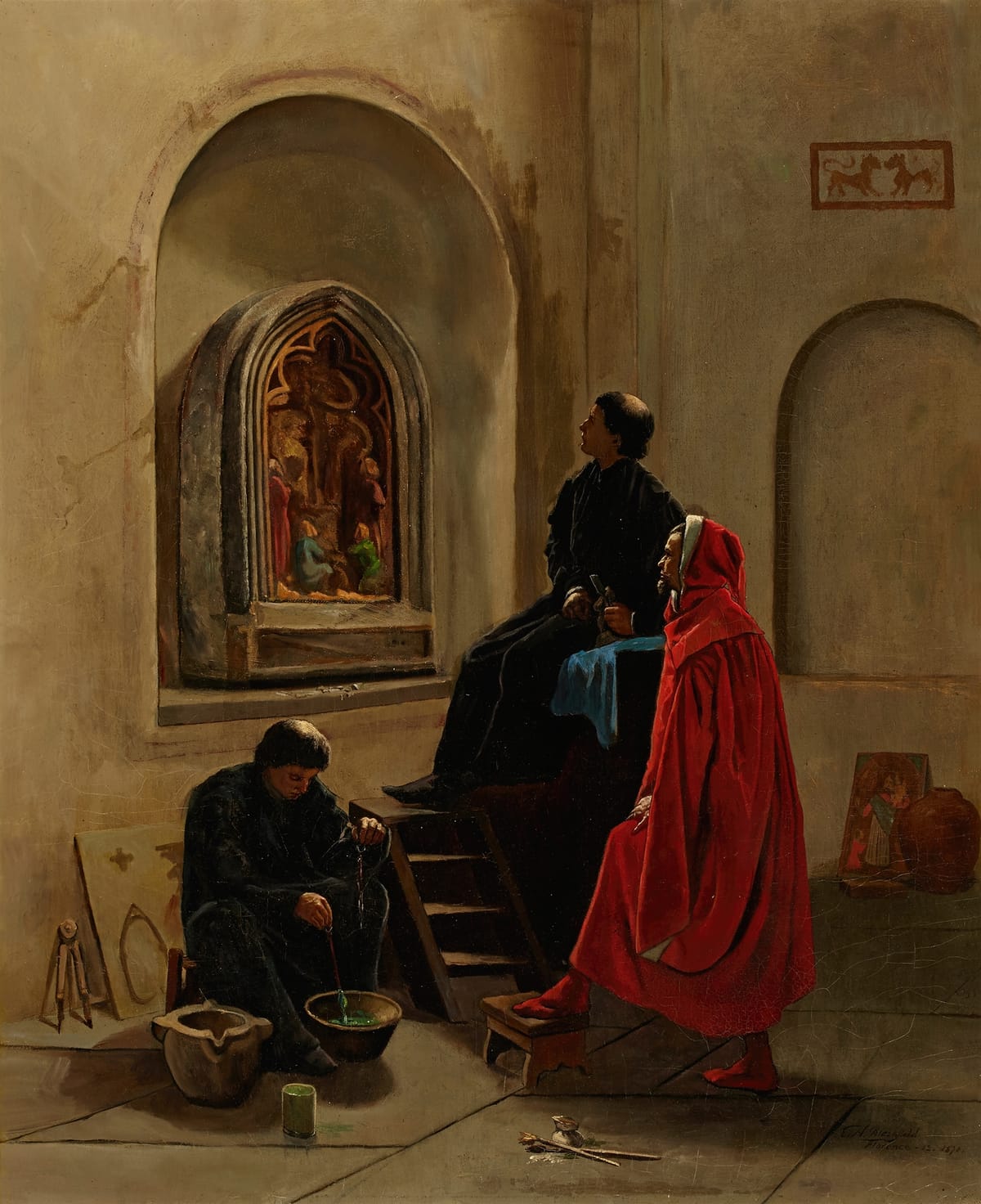 The Artist Paints the Church (1870) Edwin Howland Blashfield - Public Domain Catholic Painting