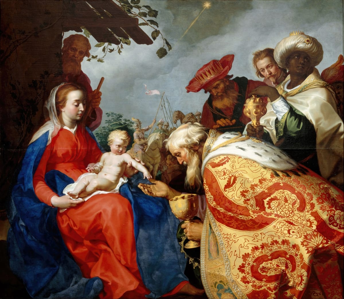 Adoration of the Magi (1624) by Abraham Bloemaert - Public Domain Catholic Painting