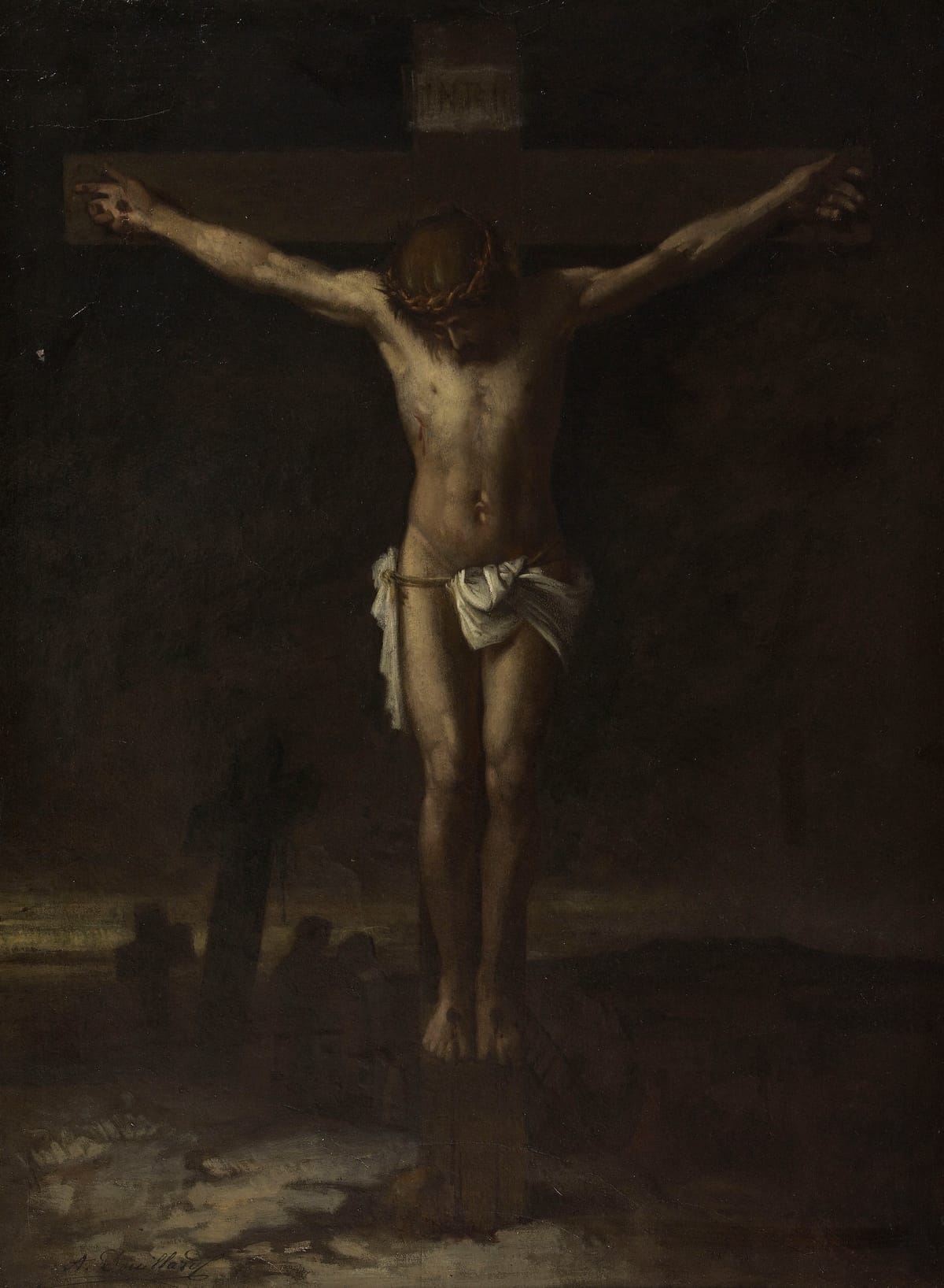Le Christ en croix (The Christ on the cross) (1871) by Alexis Marie Louis Douillard - Public Domain Catholic Painting