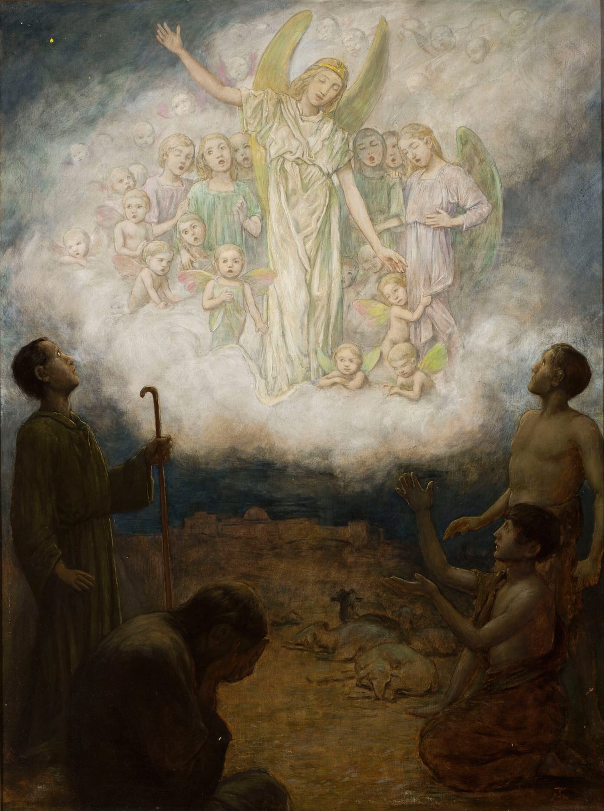 Annunciation to the shepherds (1906) Hans Thoma - Public Domain Catholic Painting