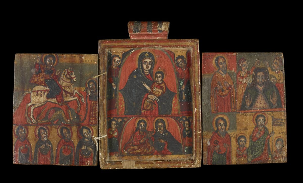 Double-sided Icon with Scenes from the Life of Christ, the Virgin Mary, and the Saints (Ethiopian  18th century) - Public Domain Orthodox Painting