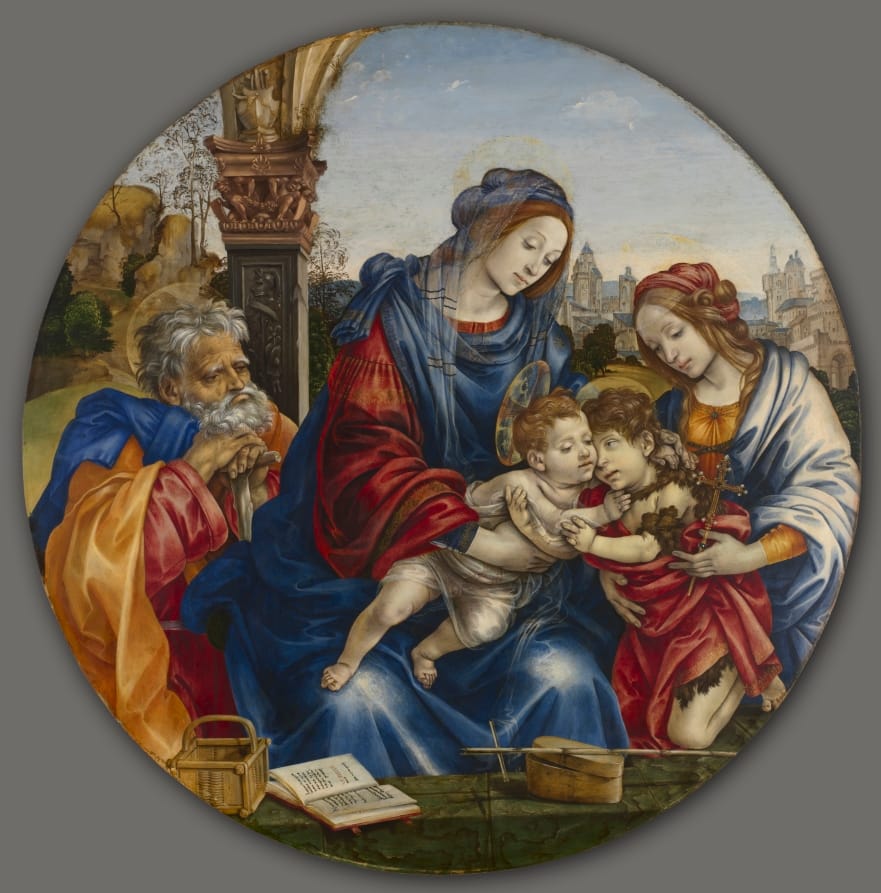 The Holy Family with Saint John the Baptist and Saint Margaret (1488–1493) by Filippino Lippi - Public Domain Catholic Painting