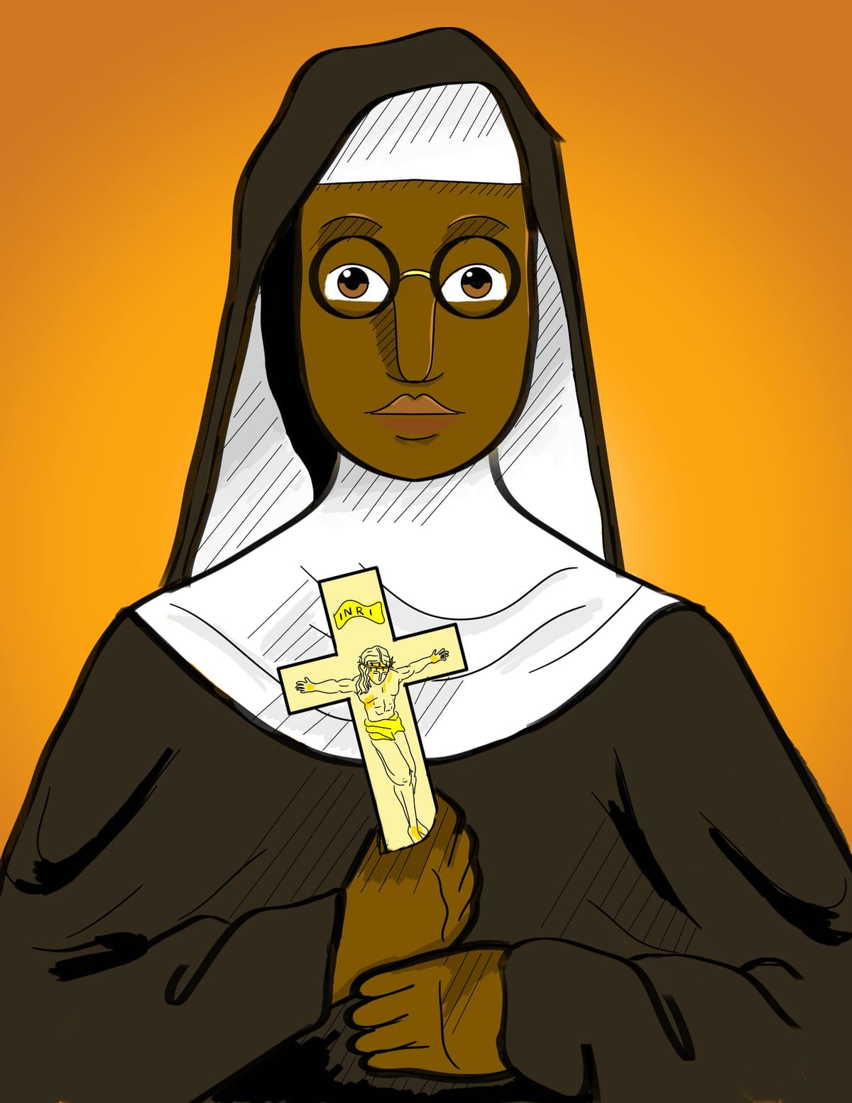 Sister Wilhelmina (2024) by Shalone Cason - Public Domain Catholic Illustration