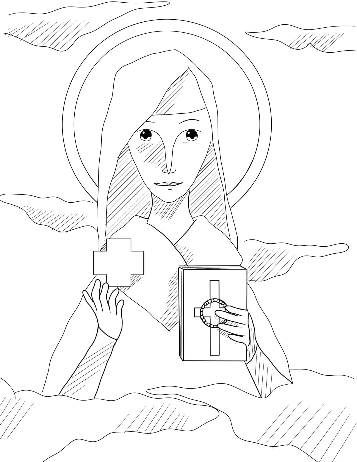 Saint Jeanne Elizabeth des Bichier des Anges (2024) by Shalone Cason - Catholic Coloring Page