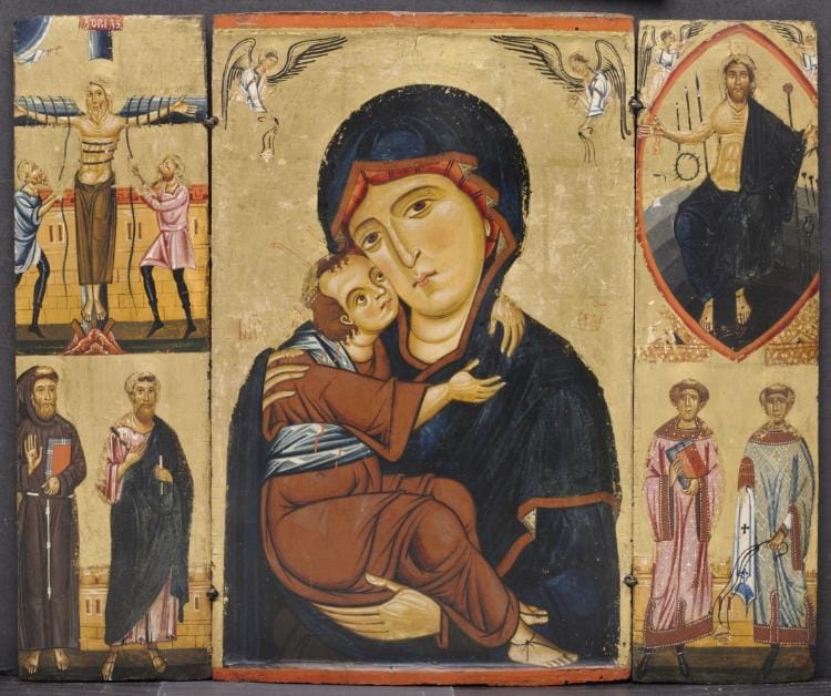 Virgin and Child with Saints (1230s) by Berlinghiero - Public Domain Byzantine Painting