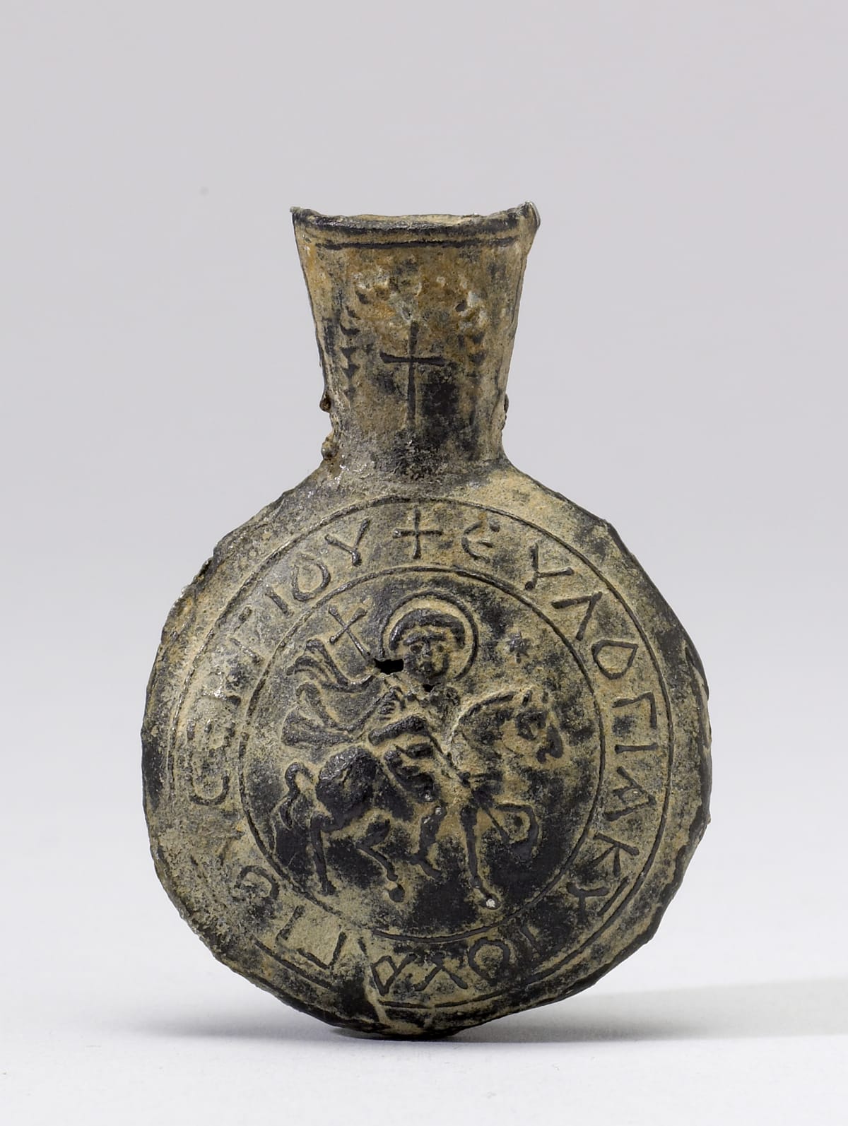 Pilgrim Flask of Saint Sergios (Syrian 6th-7th century) - Byzantine Catholic Stock Photo