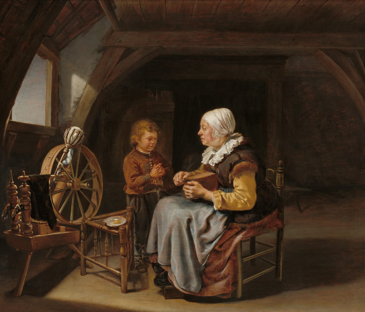 Saying Grace by Frans van Mieris (1650/1655, Netherlands) - Public Domain Catholic Painting