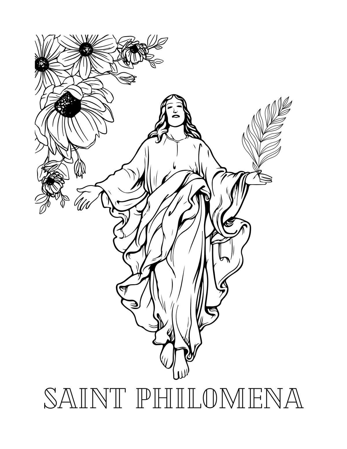 Saint Philomena (2025) - Public Domain Catholic Coloring Page