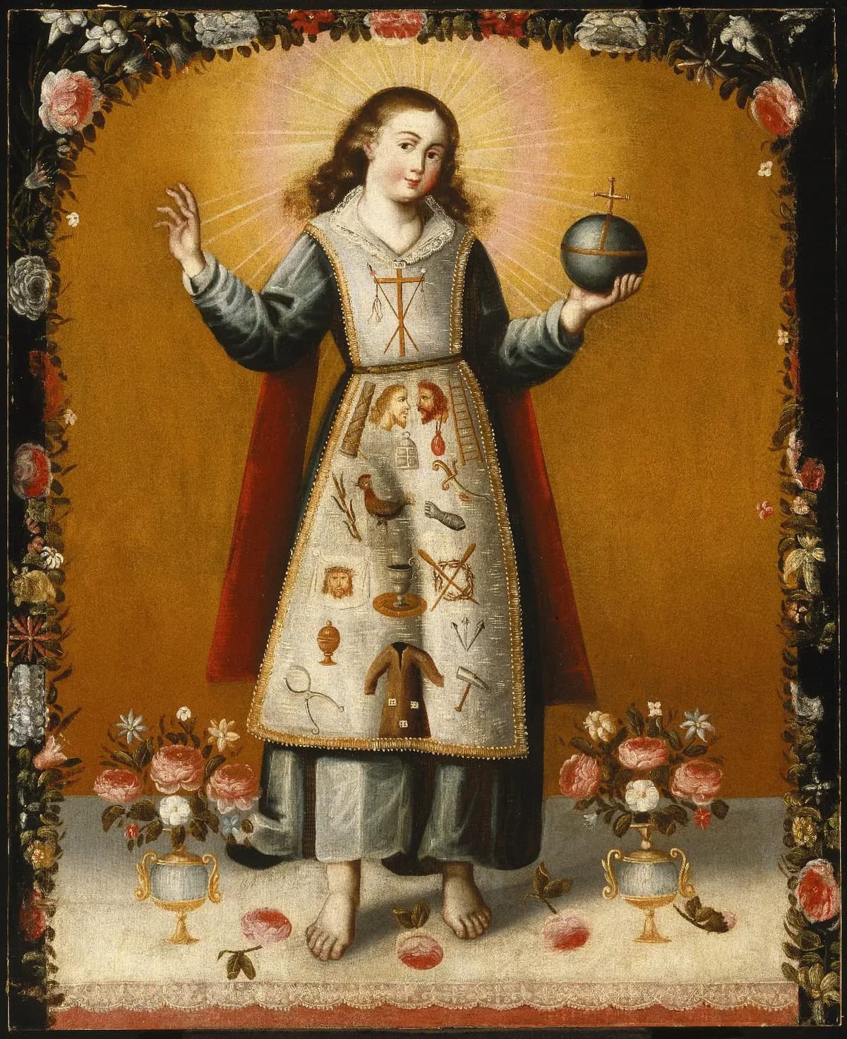 Christ Child with Passion Symbols (late 17th century) by Unknown Artist, Peru - Public Domain Catholic Painting