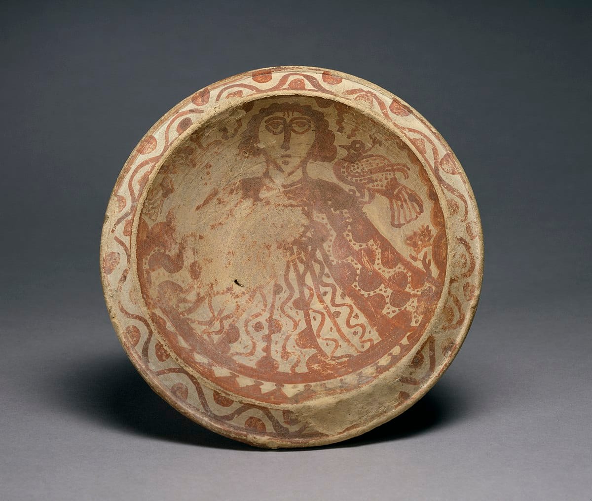 Coptic - Dish with a Human Figure and a Bird (7th Century) - Public Domain Catholic Stock Photo