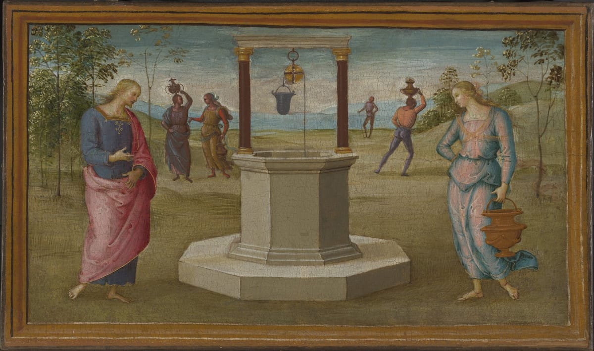 Christ and the Woman of Samaria (1087) by Perugino - Public Domain Catholic Painting