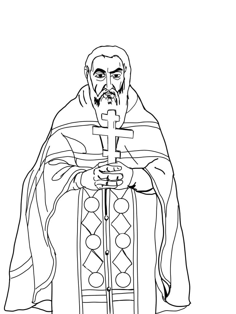 Orthodox Priest (2025) by Angelo Cason Jr. - Public Domain Orthodox Icon Coloring Page