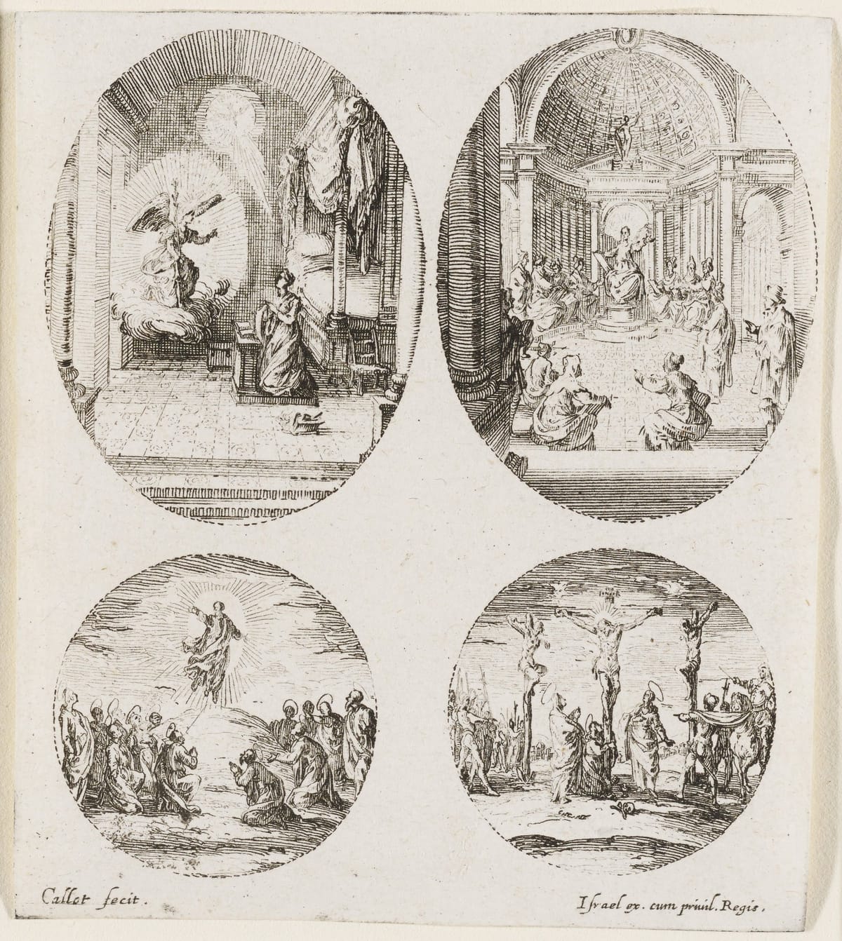 Ovals and Rondels from the Mysteries of the Passion of Jesus Christ, and the Life of the Virgin (Jacques Callot) by Jacques Callot - Public Domain Catholic Painting