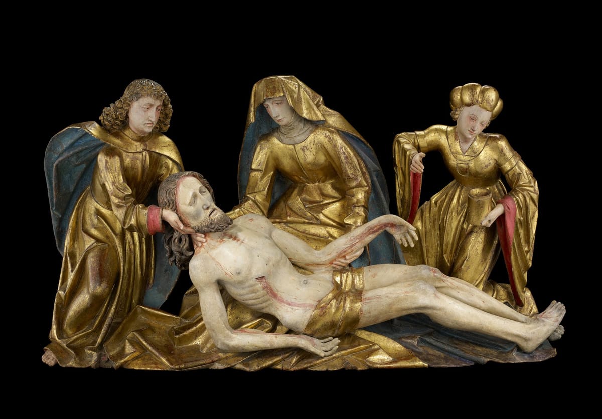 Lamentation of Christ (1490s) by Tyrol (?); Formerly attributed to Hans Schnatterpeck - Public Domain Catholic Stock Photo