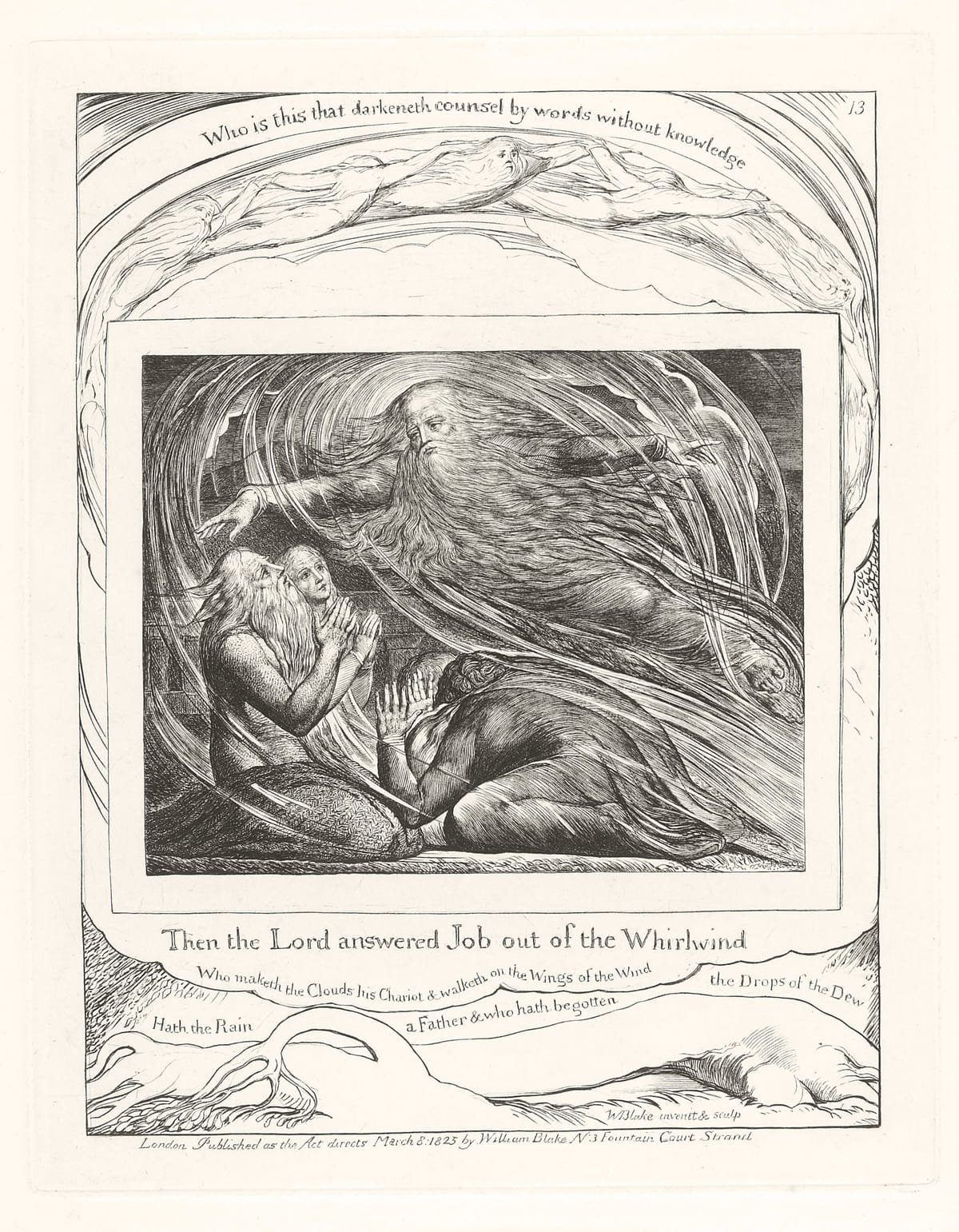 Then the Lord answered Job out of the Whirlwind (1825) by William Blake - Public Domain Catholic Drawing