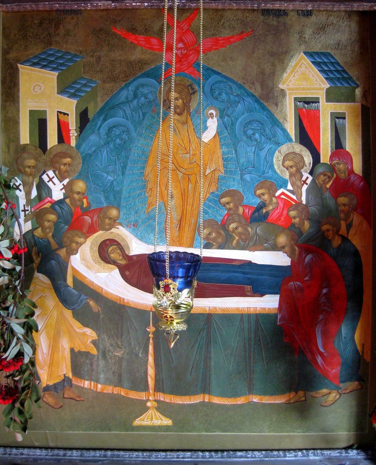 Dormition of Mary (Uspenie Bogoroditsy) (Dormition Church at Kondopoga) (1774) by  - Public Domain Orthodox Icon