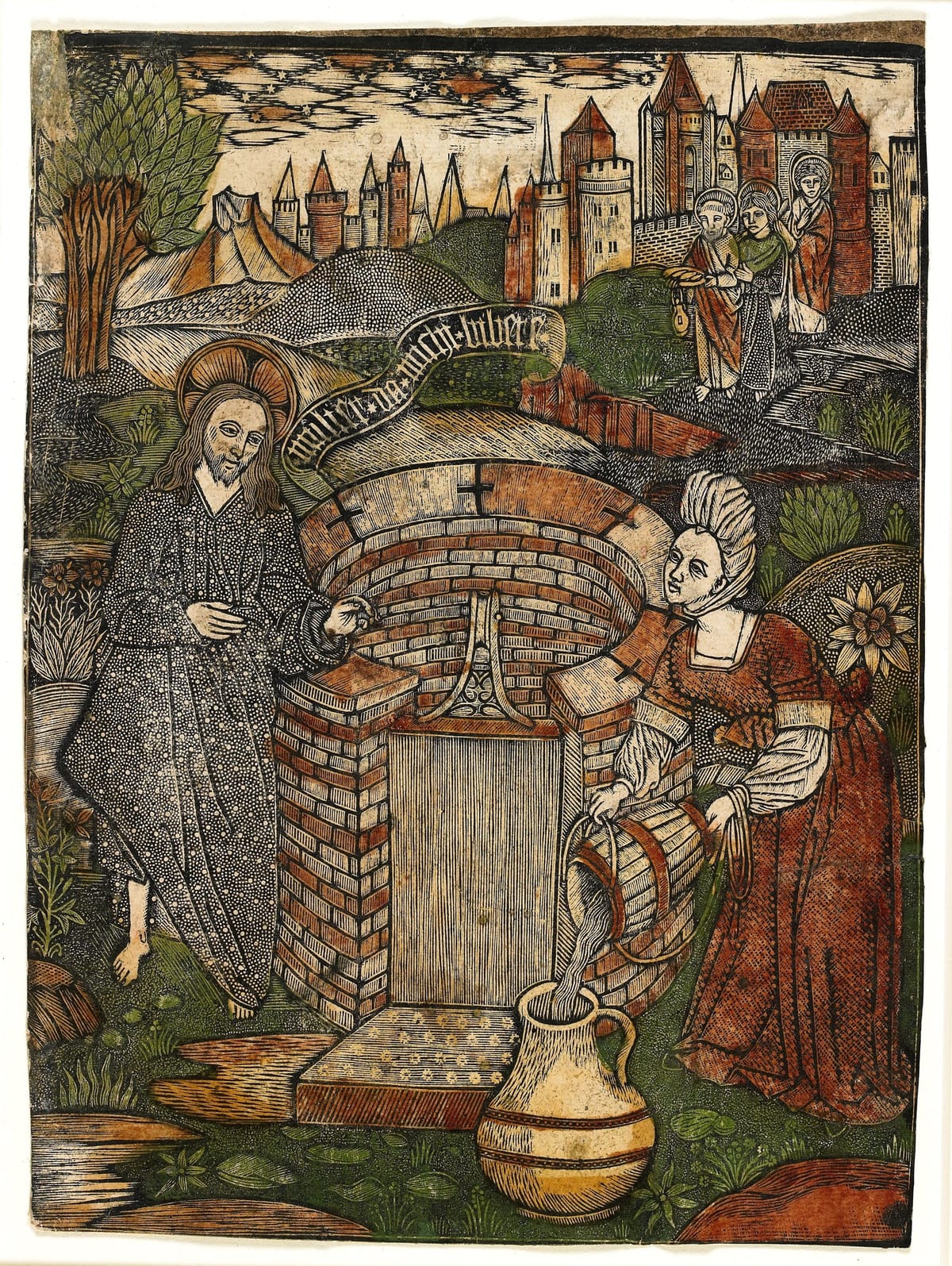 Christ and the Woman of Samaria (1470) by Master of Jesus in Bethanye - Public Domain Catholic Painting