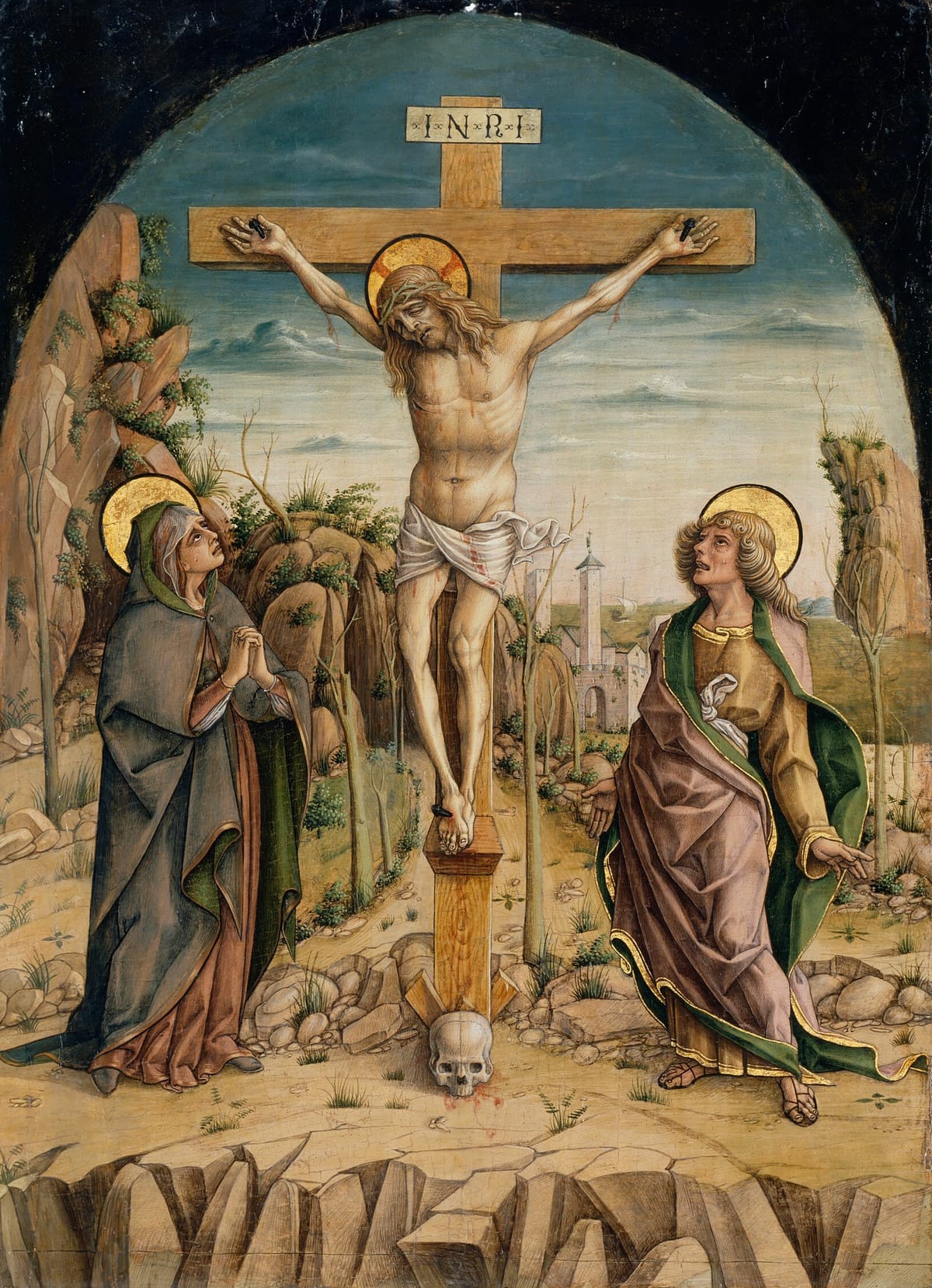 The Crucifixion (1487) by Carlo Crivelli - Public Domain Catholic Painting