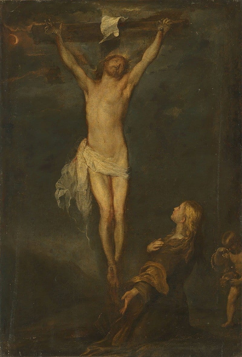 The Crucifixion with Saint Rosalia  (1599-1641) by Anthony van Dyck - Public Domain Catholic Painting
