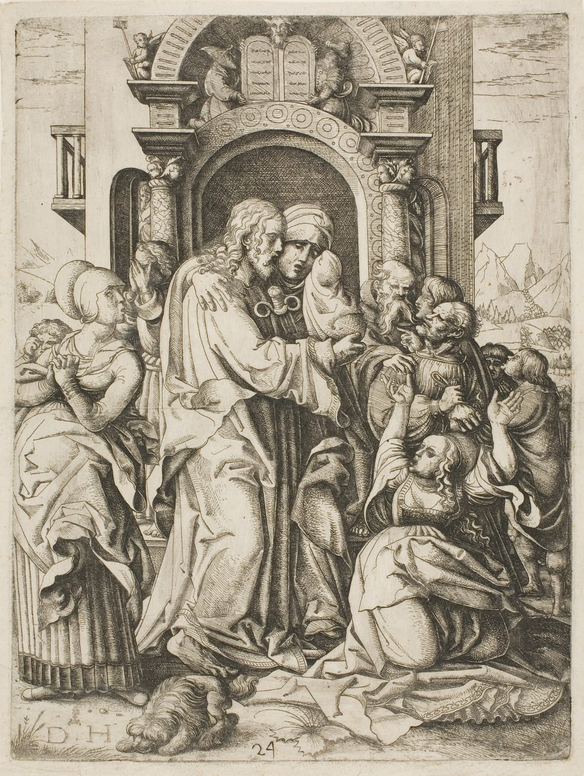 Jesus Christ Parting from the Virgin to go and Suffer Death (1505-1536) by Daniel Hopfer, I - Public Domain Catholic Painting