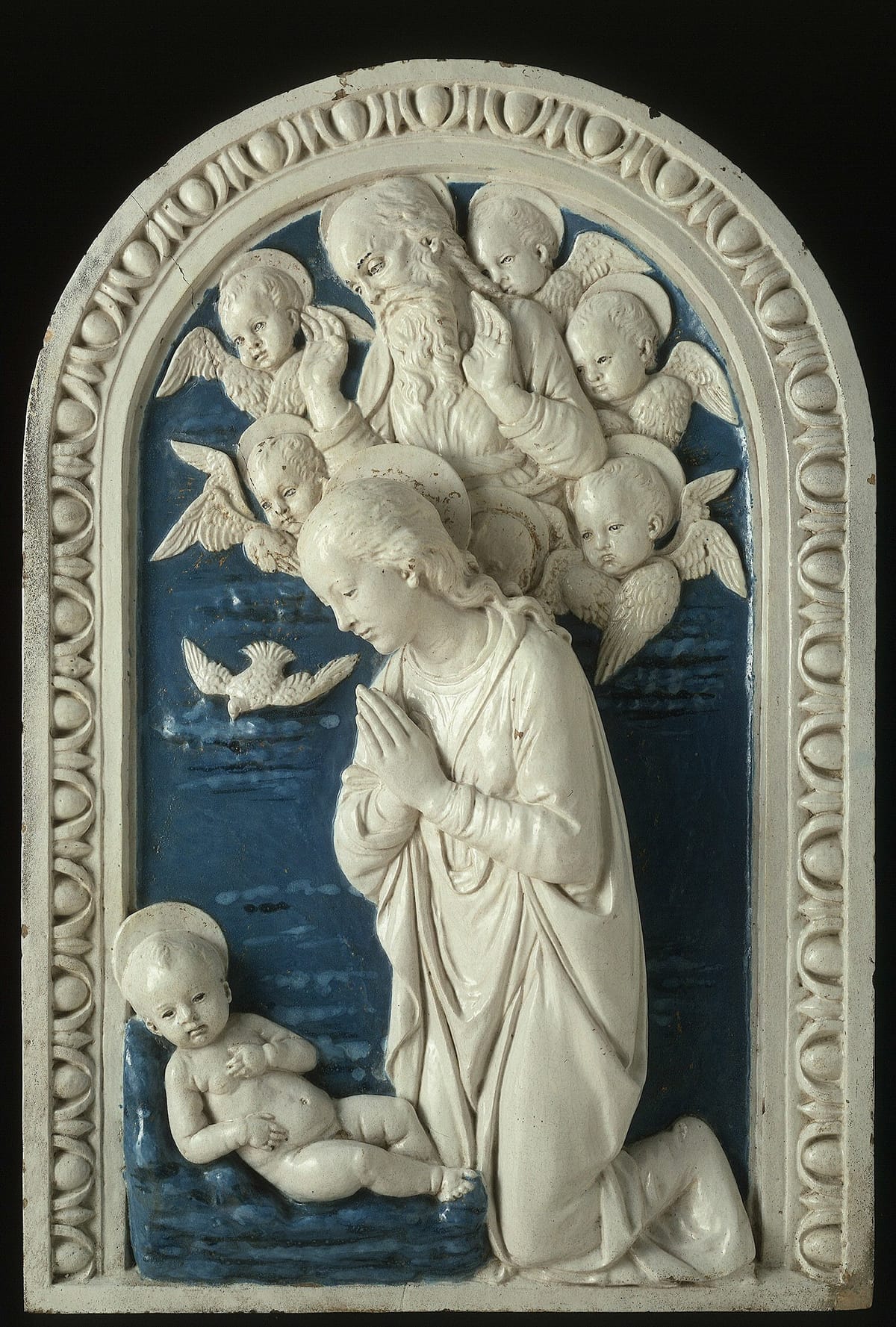 Adoration of the Christ Child (After 1479) by Workshop of Andrea della Robbia - Public Domain Catholic Stock Photo