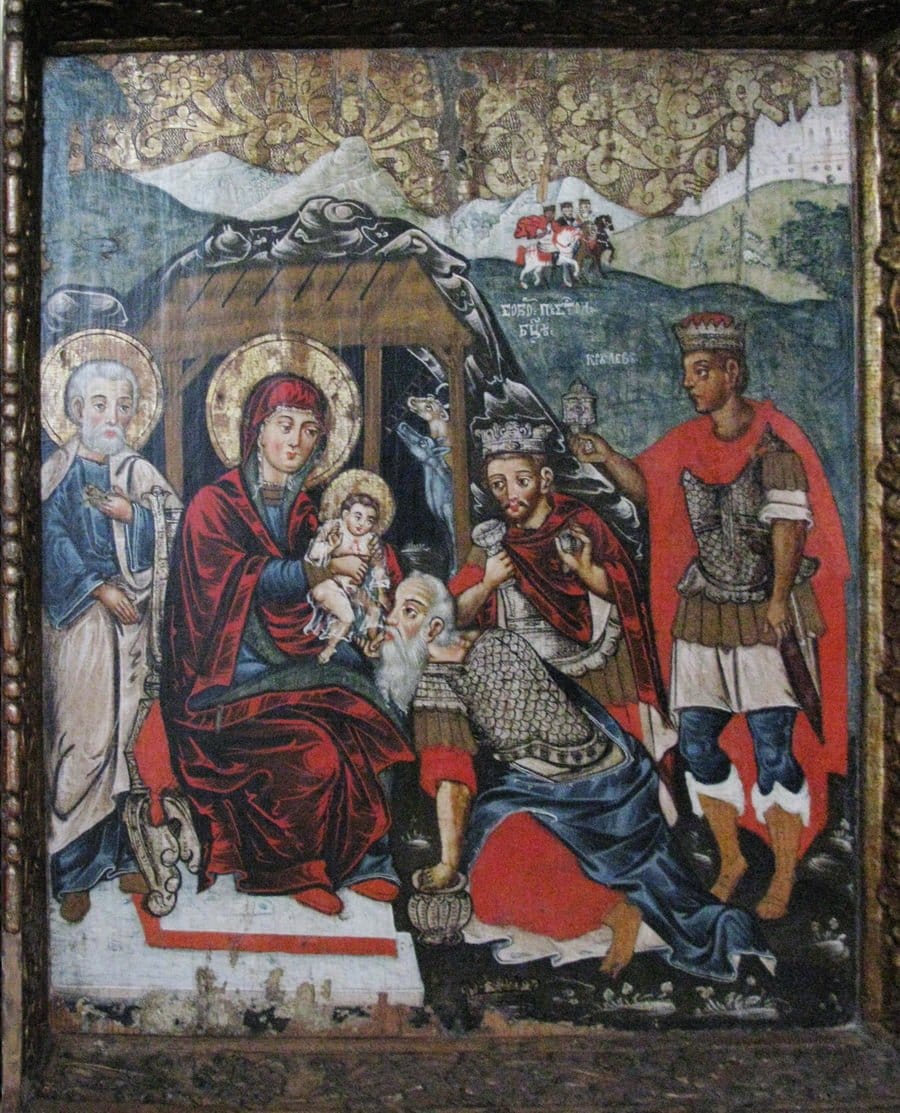 Adoration of the Magi (1650-1675) by Rybotychi School - Public Domain Orthodox Icon