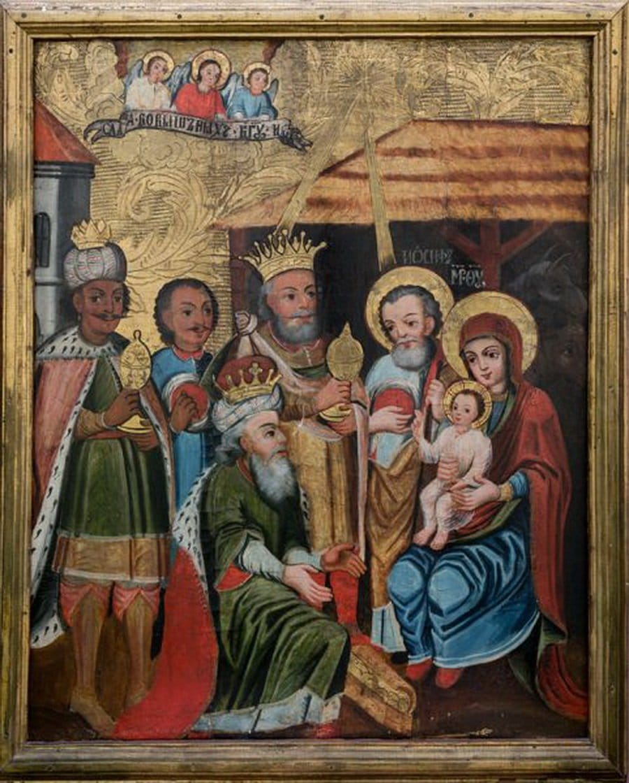 Adoration of the Magi (17th-18th century) by Ostroh Master - Public Domain Orthodox Icon