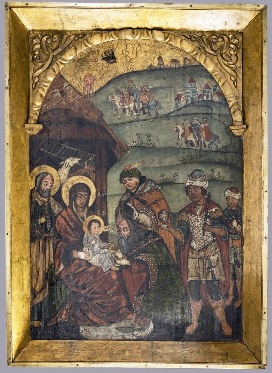 Adoration of the Magi (1680-1689) by Rybotychi School - Public Domain Orthodox Icon