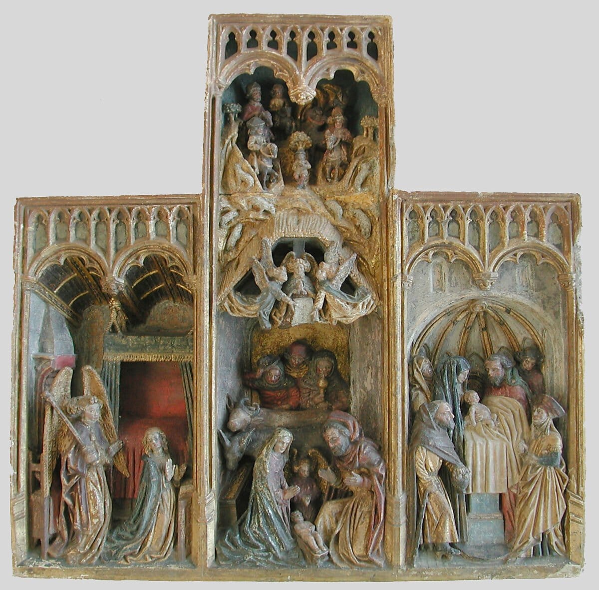 Altarpiece with Scenes of the Infancy of Christ (15th century) - Public Domain Catholic Stock Photo