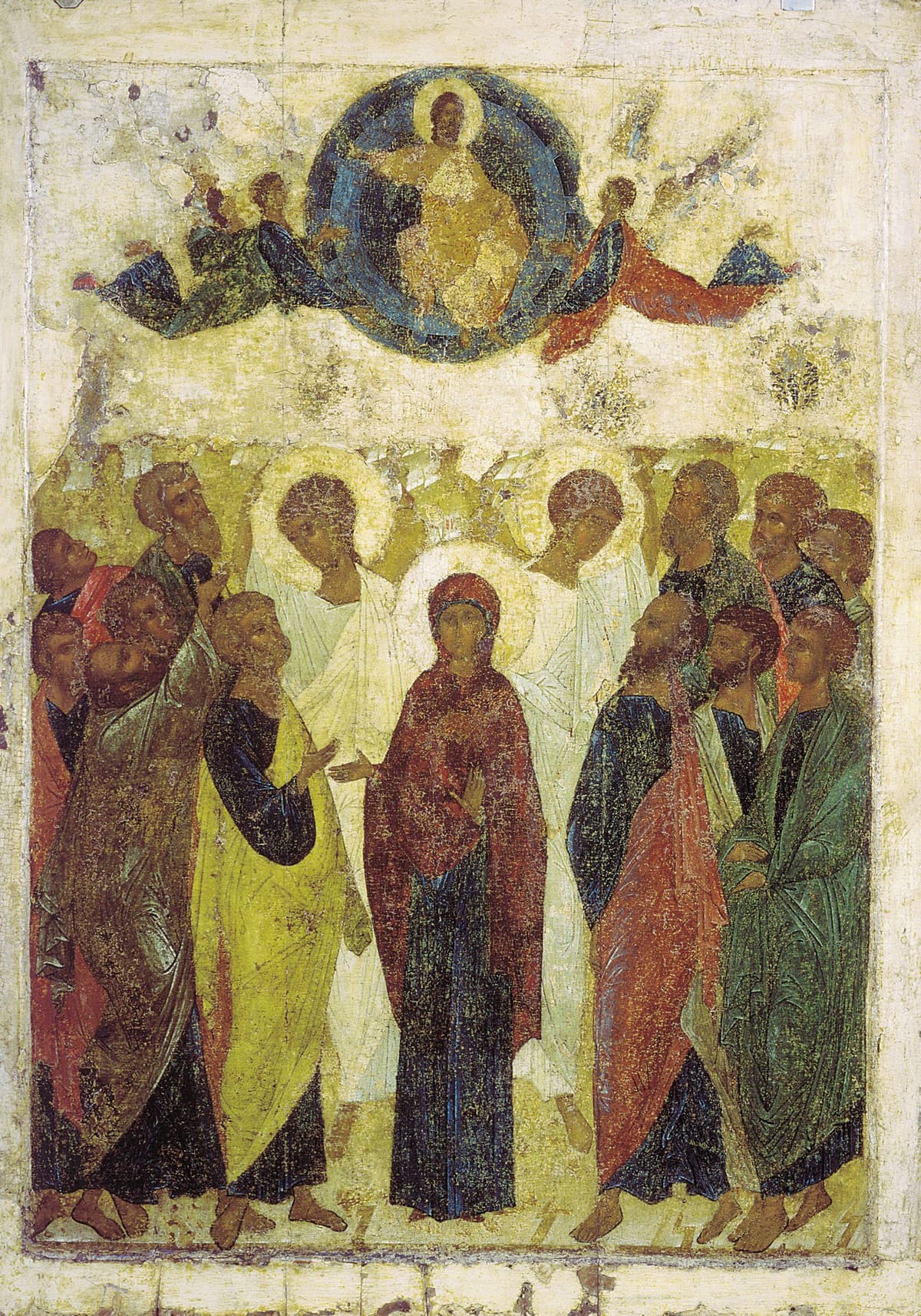 Ascension (Vasilyevsky Chin Icon) (1408) by Andrei Rublev (attributed) - Public Domain Orthodox Icon
