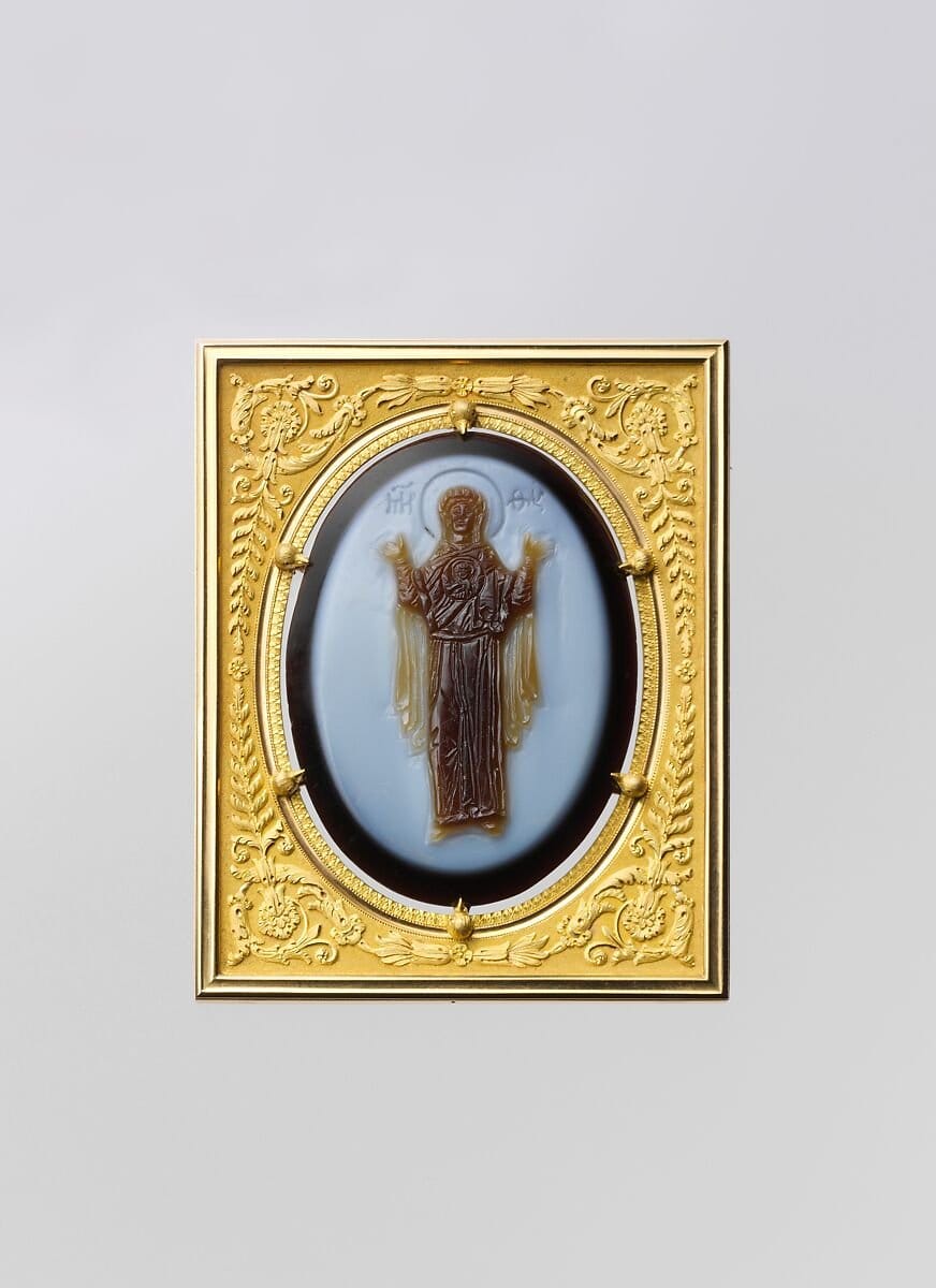 Cameo of the Virgin and Child (1050-1100) - Public Domain Orthodox Stock Photo