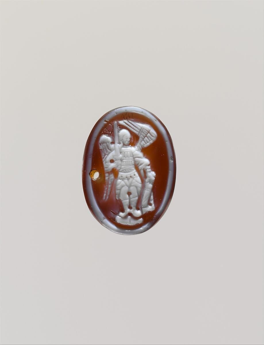 Cameo with the Archangel Michael (14th century) - Public Domain Orthodox Stock Photo