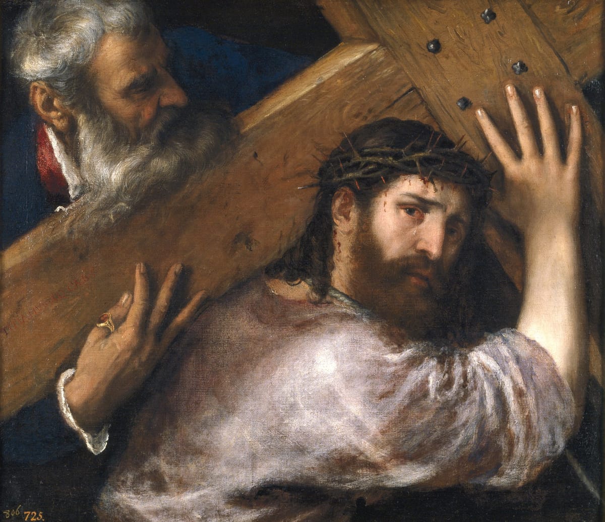 Christ Carrying the Cross (1565) by Titian - Public Domain Catholic Painting